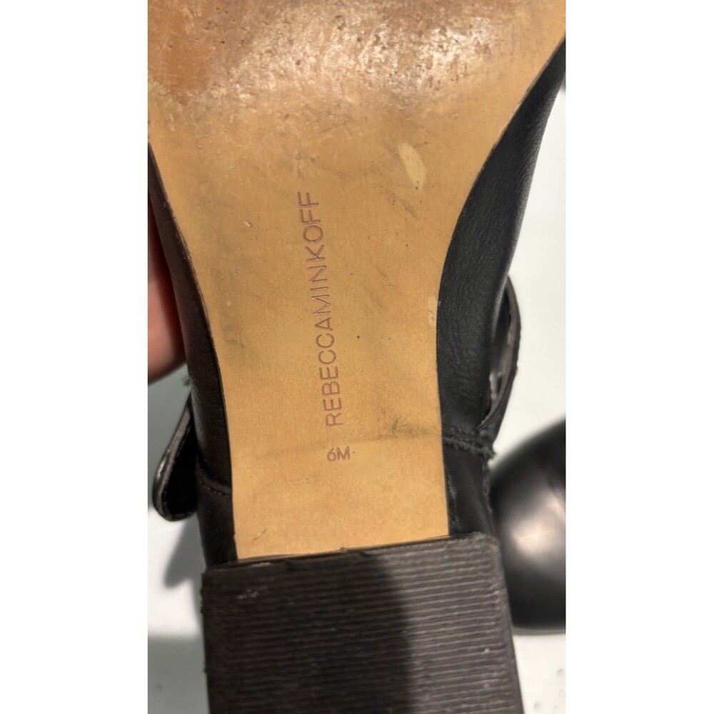 REBECCA MINKOFF Women's Black Leather Lamba Logan Booties Studded Sz 6 Buckle - Picture 14 of 14